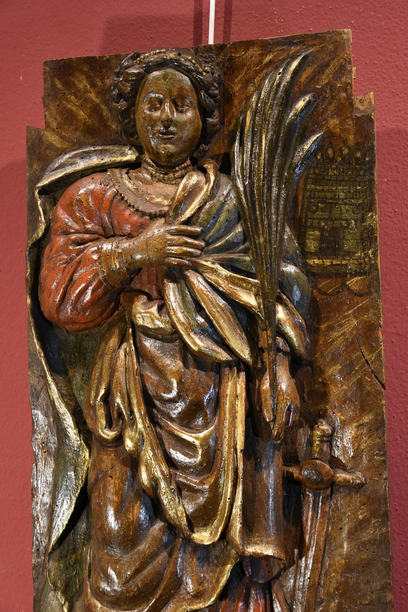 Saint Barbara France 16/17e siècle Sculpture en bois Art religieux ancien maître en vente 1