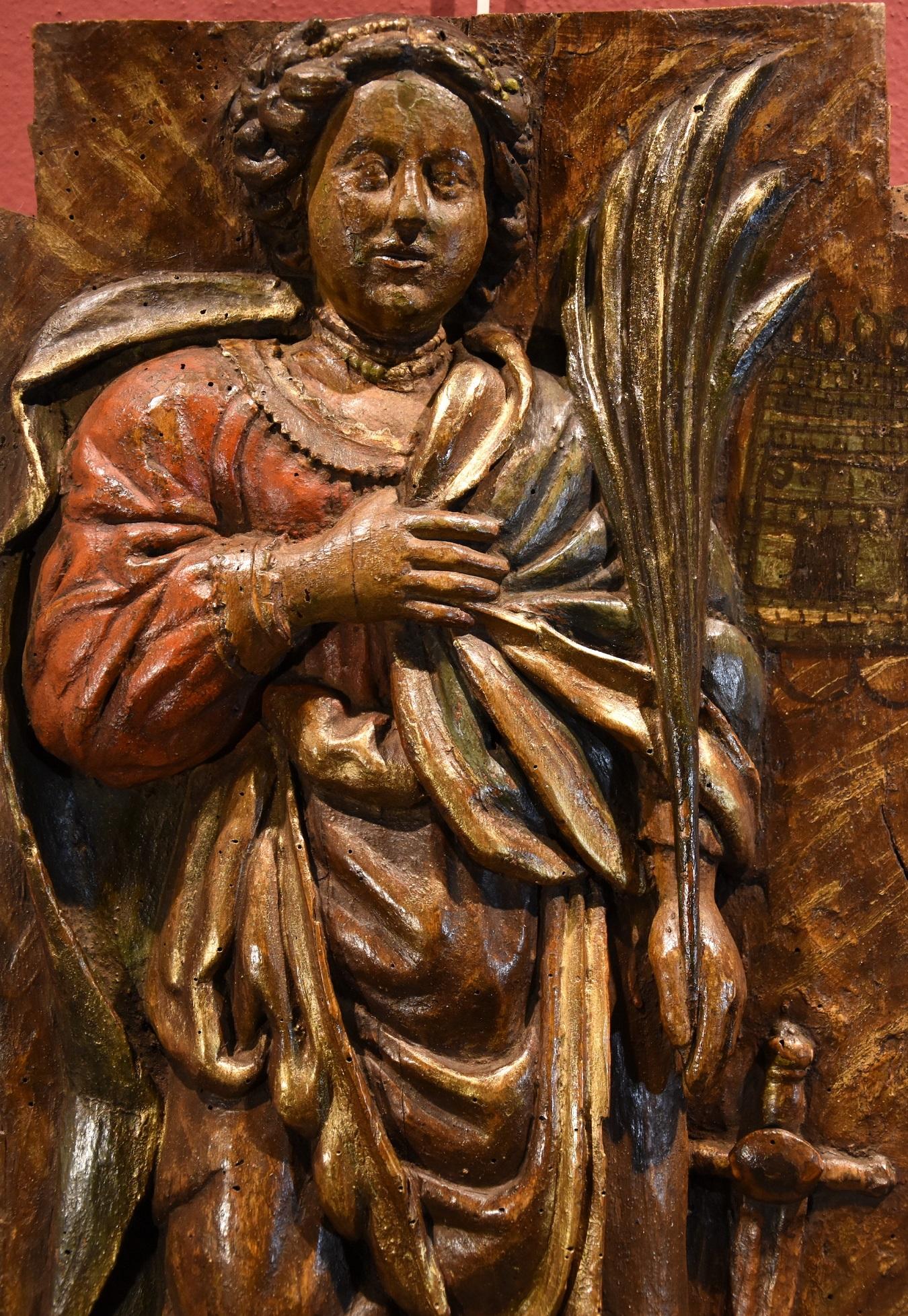 Saint Barbara France 16/17e siècle Sculpture en bois Art religieux ancien maître en vente 5