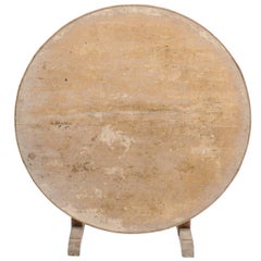 Southern French Round Wine Tasting Table with Tapestry Remnants, circa 1920