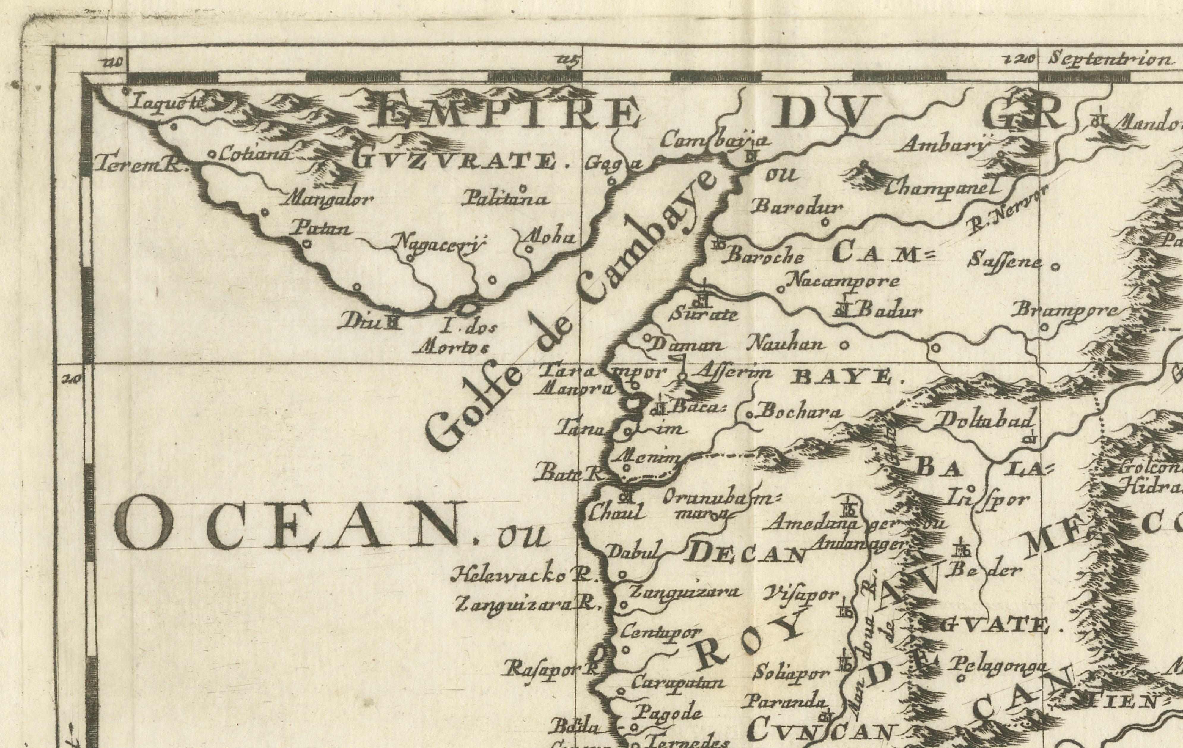 Southern India Map, Deccan & Malabar, Nicolas Sanson, 1683