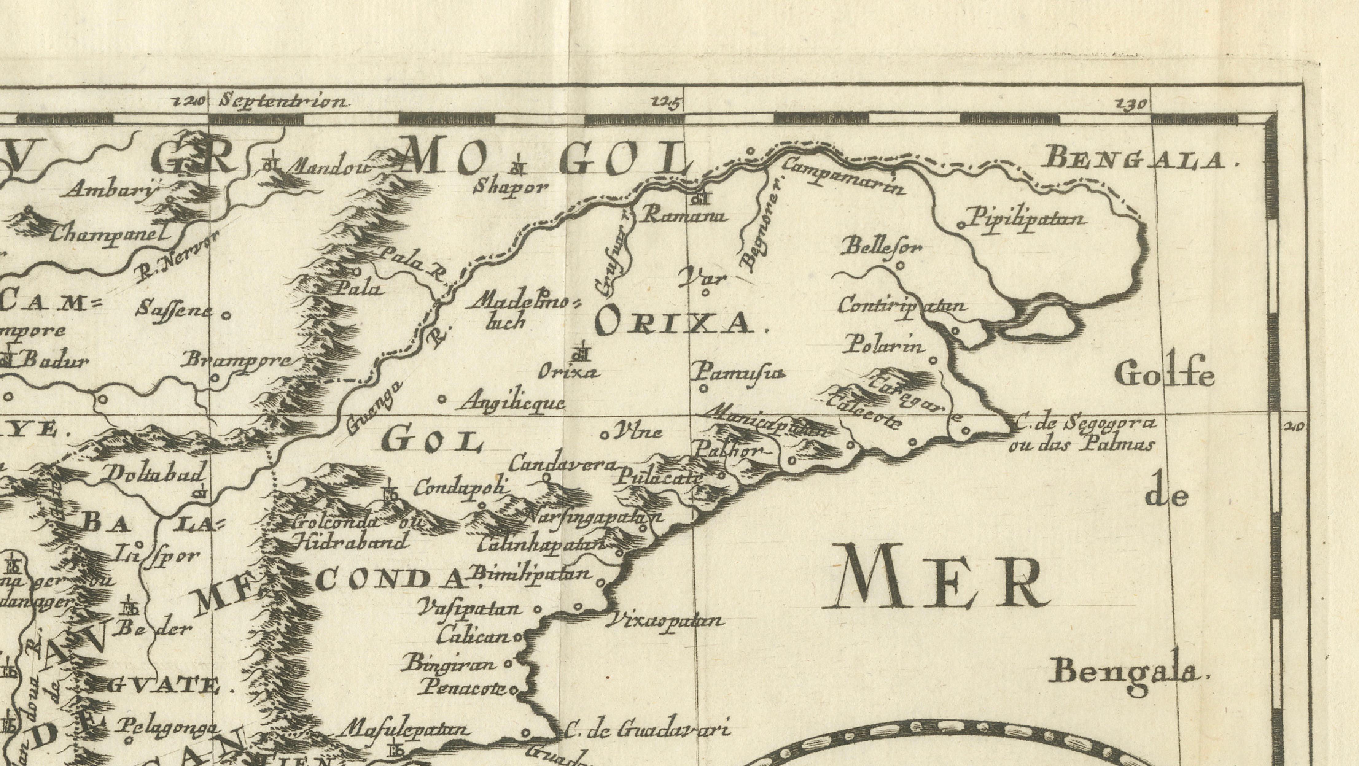 Southern India Map, Deccan & Malabar, Nicolas Sanson, 1683
