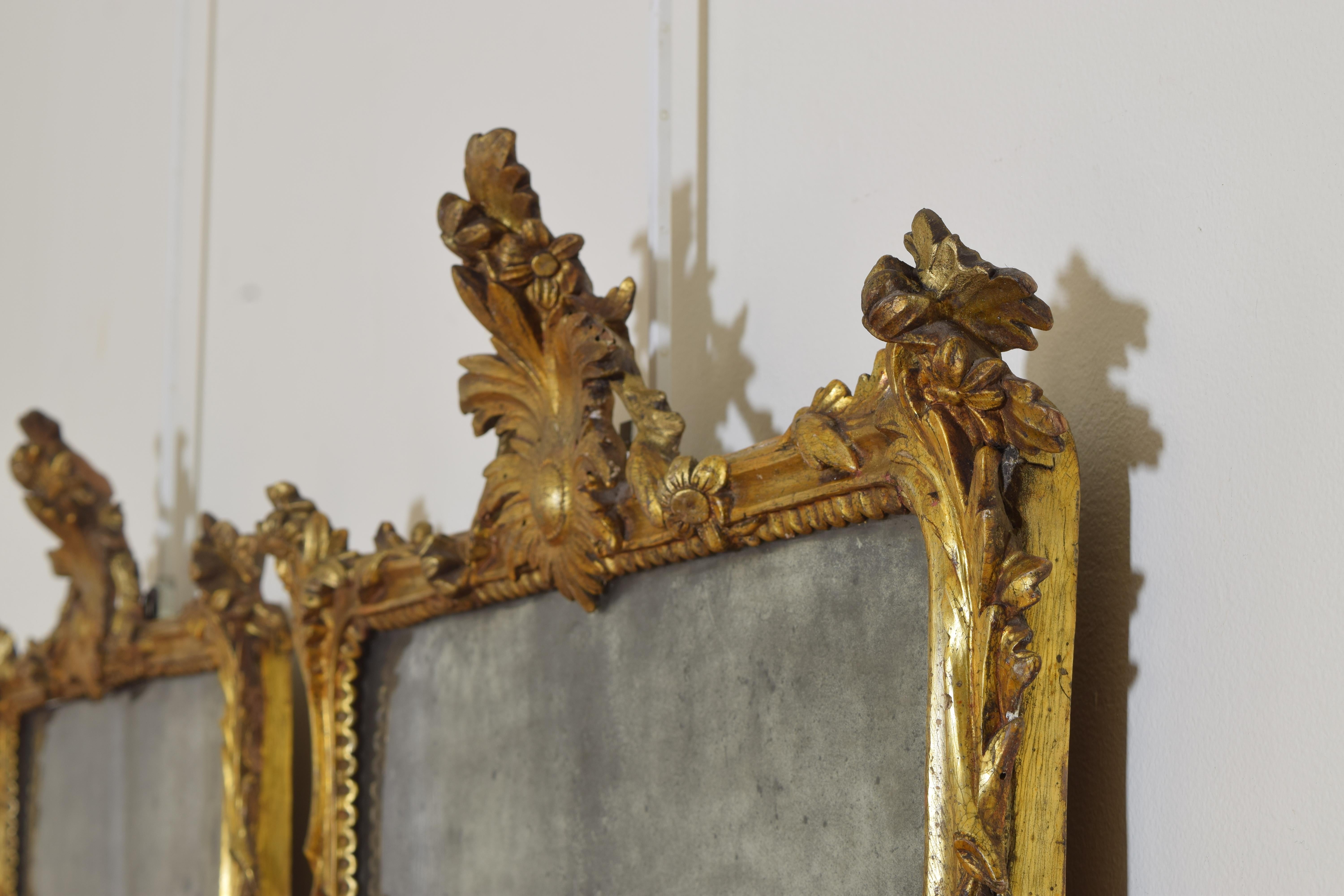 Southern Italian, Calabria, Rococo Pair of Giltwood Mirrors, 1st half 18th cen. 1