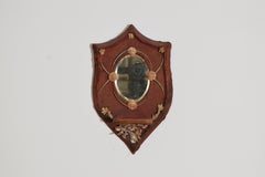 Southern Italian Shell-Decorated Upholstered Wall Mirror with Shelf, Late 19th C