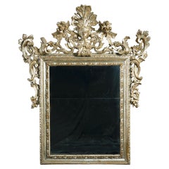 Antique Southern Italian Silvered Wood Mirror