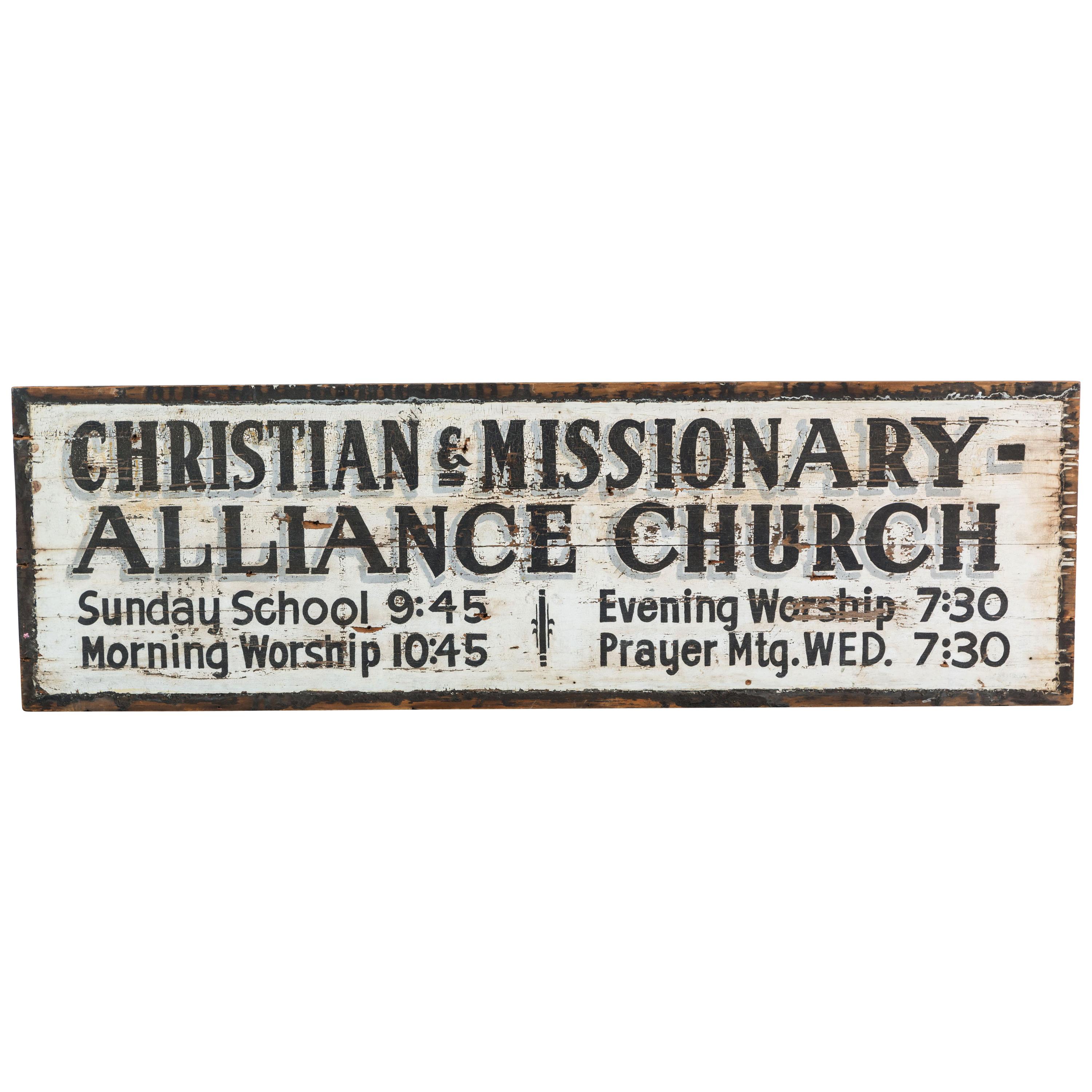 Southern Missionary Church Sign circa 1930s Original Black and White Surface