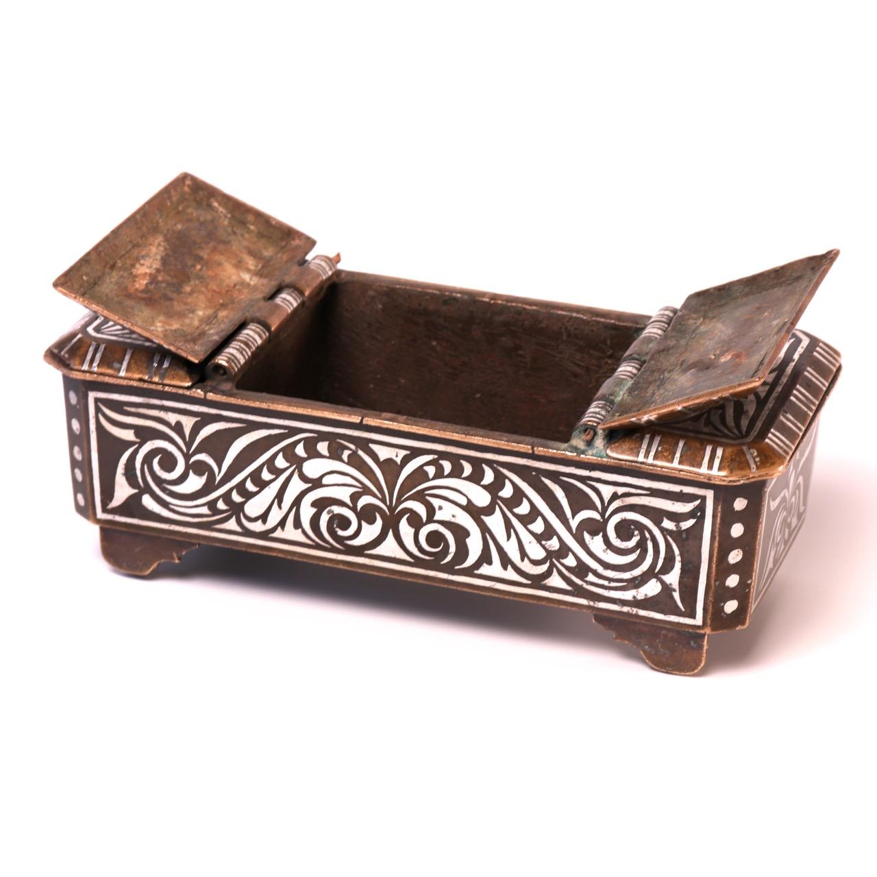 Southern Philippine 'Mindanao' Brass with Silver Inlay Betel Box 4