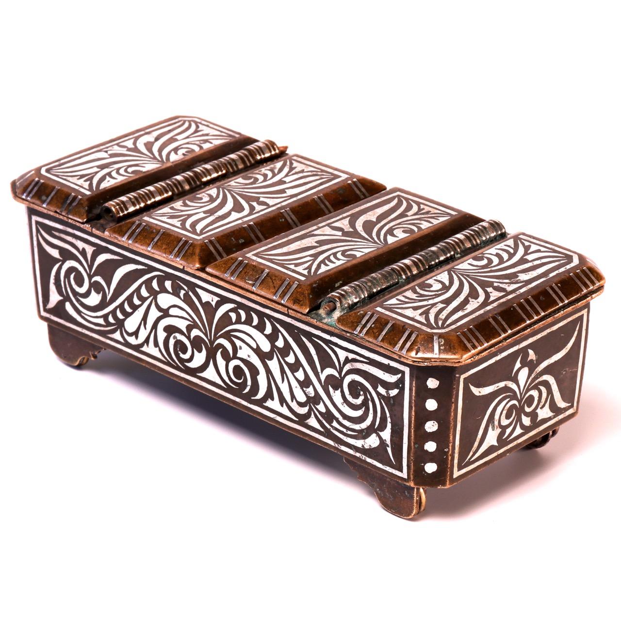 Cast Southern Philippine 'Mindanao' Brass with Silver Inlay Betel Box