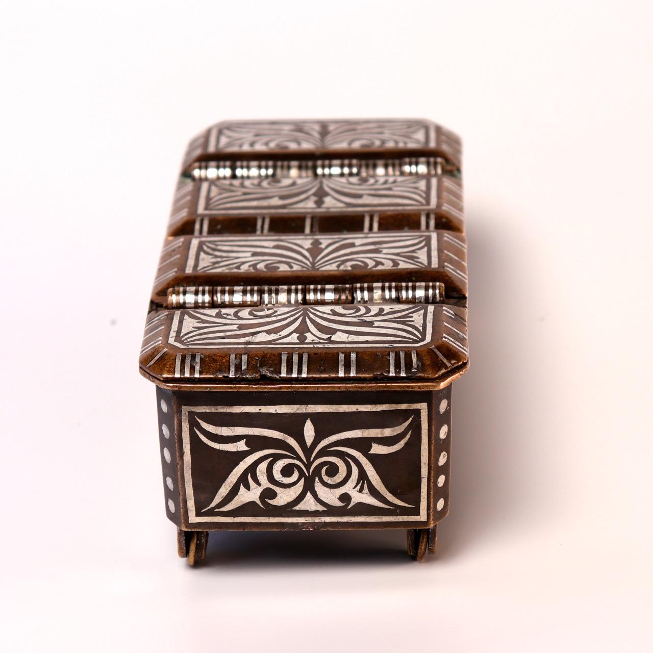 Southern Philippine 'Mindanao' Brass with Silver Inlay Betel Box 1