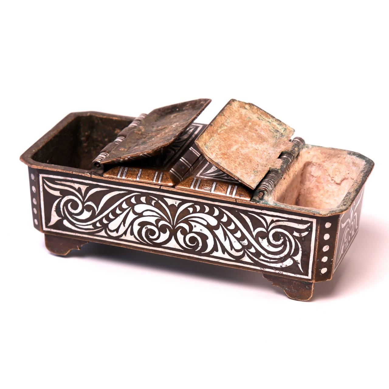 Southern Philippine 'Mindanao' Brass with Silver Inlay Betel Box 3