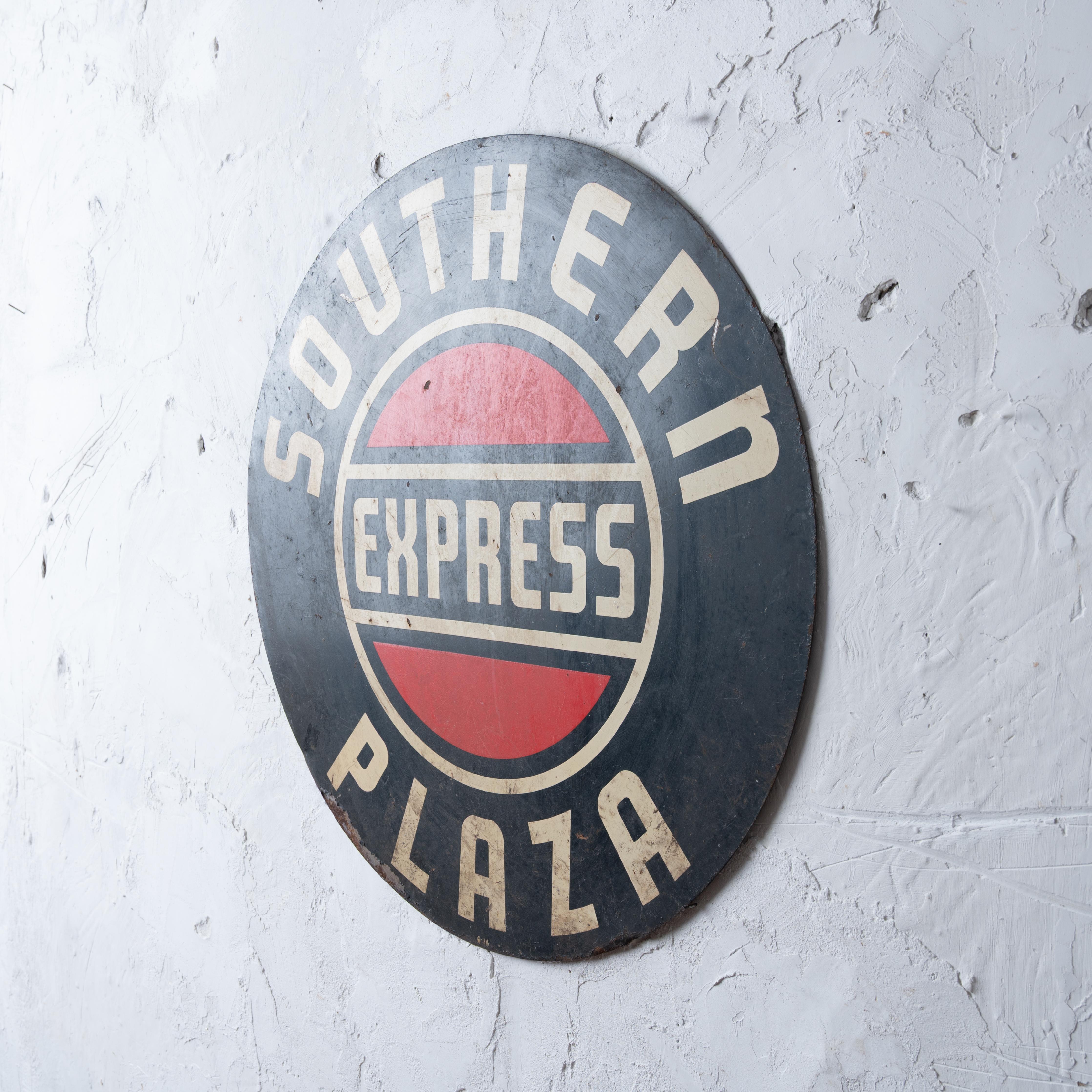 Eisenbahnschild Southern Plaza Express, 1950er Jahre (amerikanisch) im Angebot
