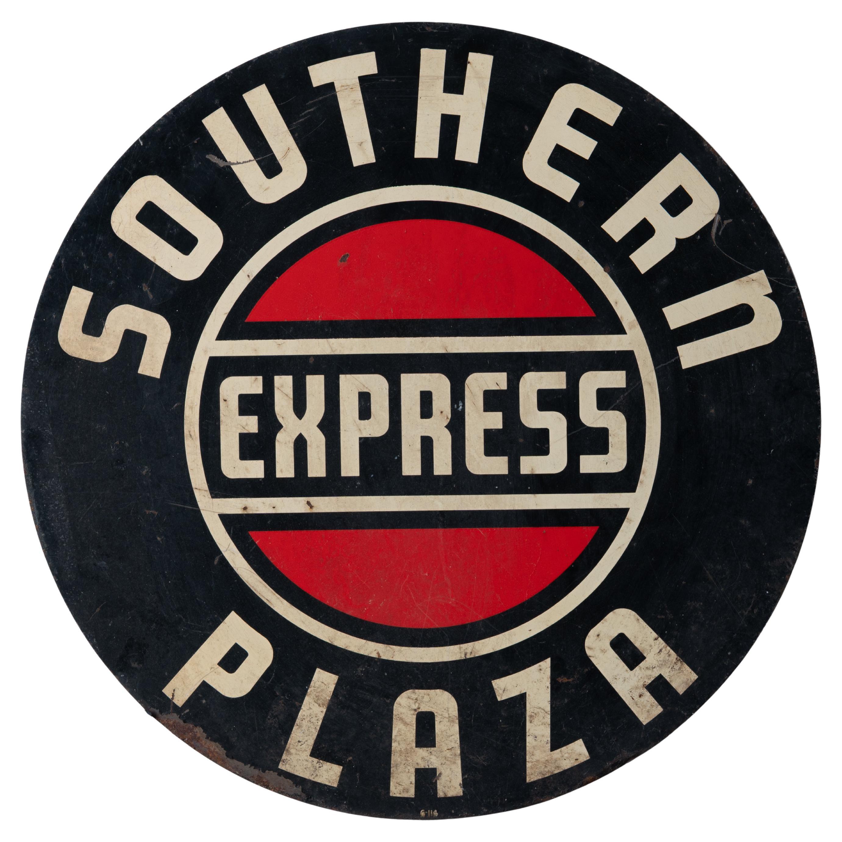 Panneau de signalisation ferroviaire Southern Plaza Express, années 1950