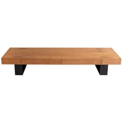 Southern Reclaimed Yellow Pine Modern Coffee Table with Black Steel Legs