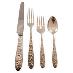 Southern Rose by Manchester Sterling Silver Flatware Set for 12 Service 57 pcs