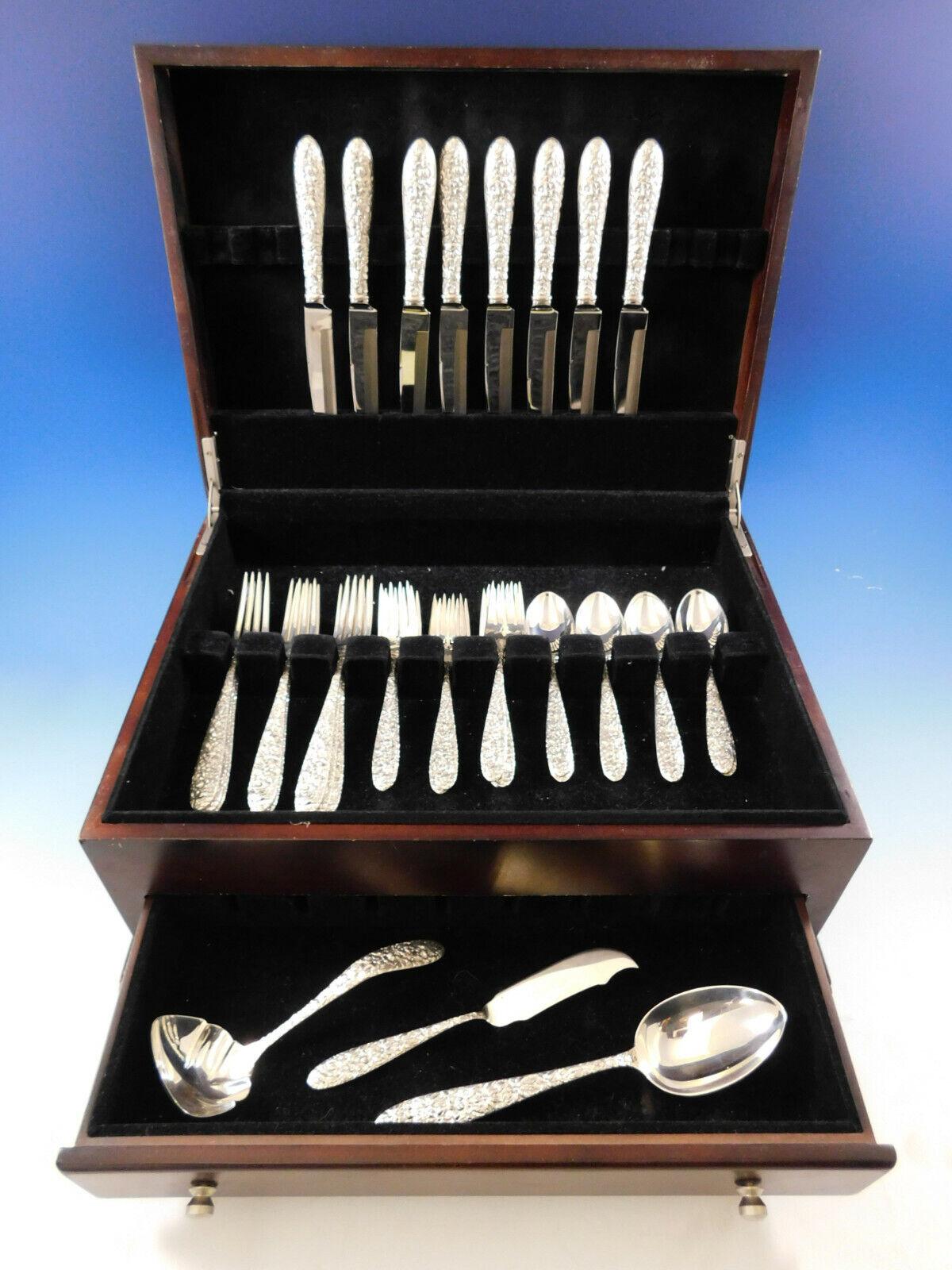 Southern Rose by Manchester Sterling Silver Flatware Set for 8 Service 35 pcs For Sale 3
