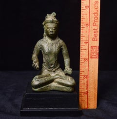 Southern Thai Bronze Buddha Sculpture, 11th/12th Century, Antique Art. Fine Cast