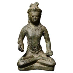 Southern Thai Bronze Buddha Sculpture, 11th/12th Century, Antique Art. Fine Cast