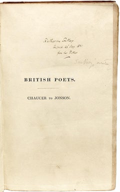 SOUTHEY. Selected Works Of The British Poets. 1st ED - INSCRIBED TO HIS DAUGHTER