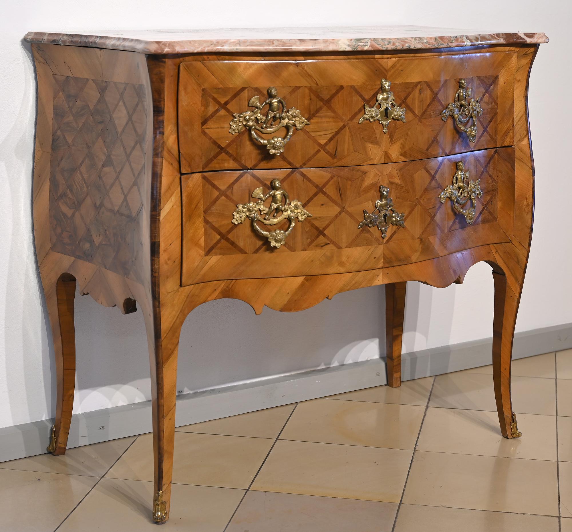 Baroque Southgerman Chest of Drawers 18th Century Two Drawers Sans Traverse For Sale