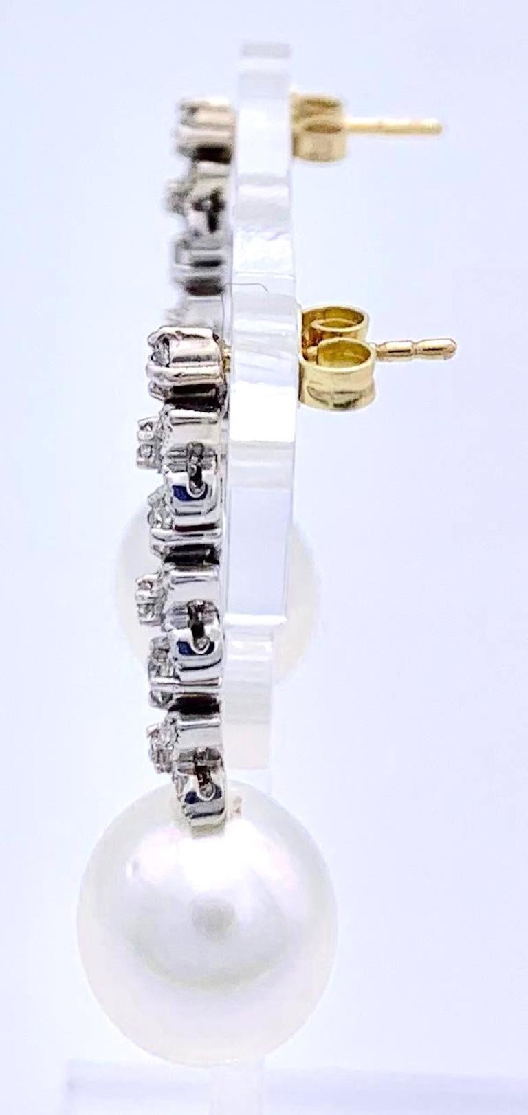 Modern Southsea Pearl Diamond Earrings For Sale