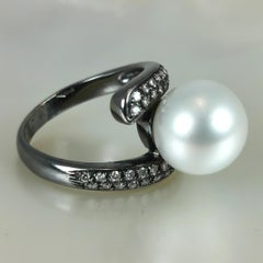 Southsea Pearl Ring WG18K Black Rh. Diamonds