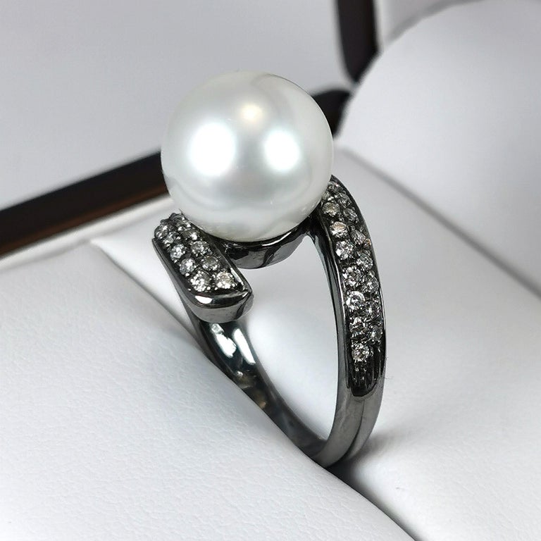 Pureshore Mosaic Ring in Black Rhodium with Black Diamonds