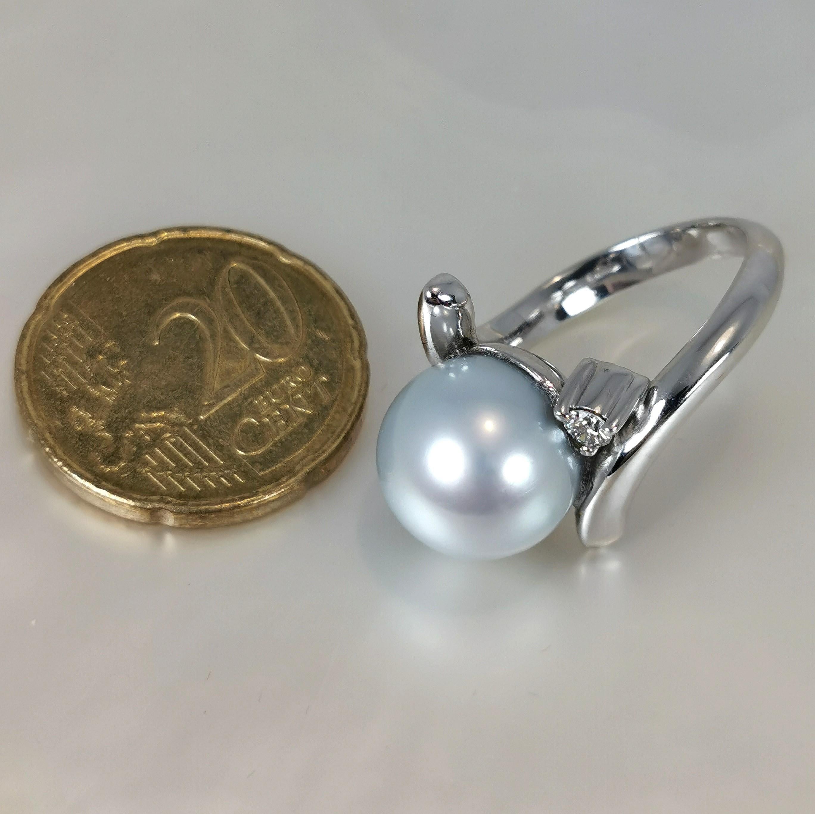 Women's Southsea Pearl Ring WG18k Diamonds For Sale