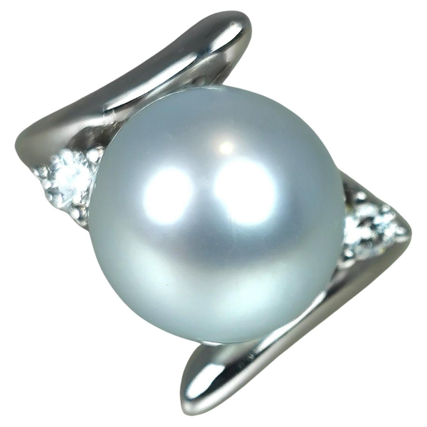 Southsea Pearl Ring WG18k Diamonds For Sale