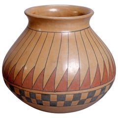 Vase en poterie de plumes style Acoma des Indiens du sud-ouest américain par Beto Tena