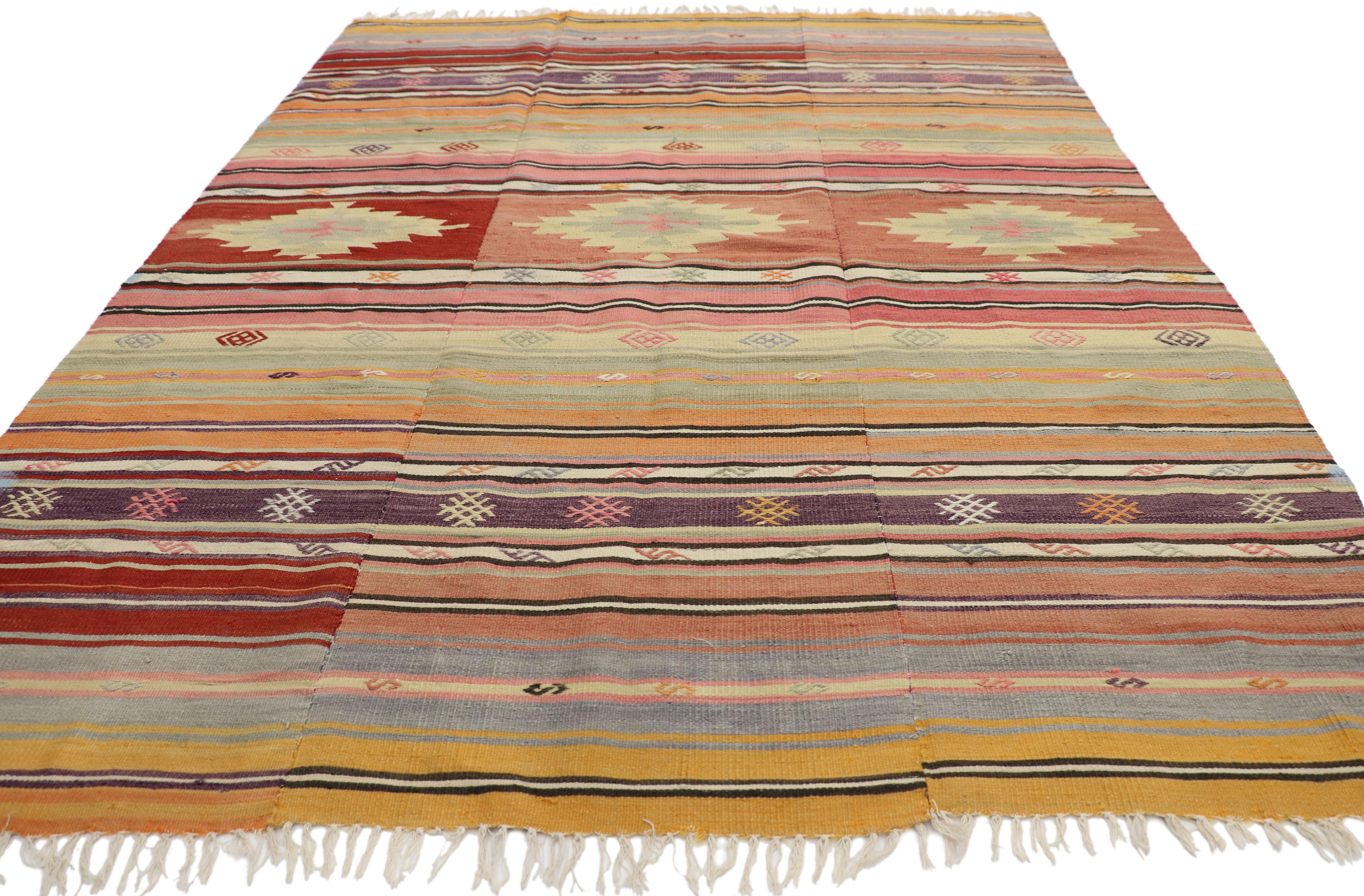 Navajo Southwest Boho Chic Vintage Turkish Kilim Rug Flat-Weave Kilim
