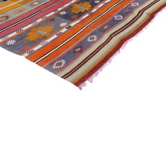 Southwest Boho Chic Vintage Turkish Kilim Rug Flat-Weave Kilim