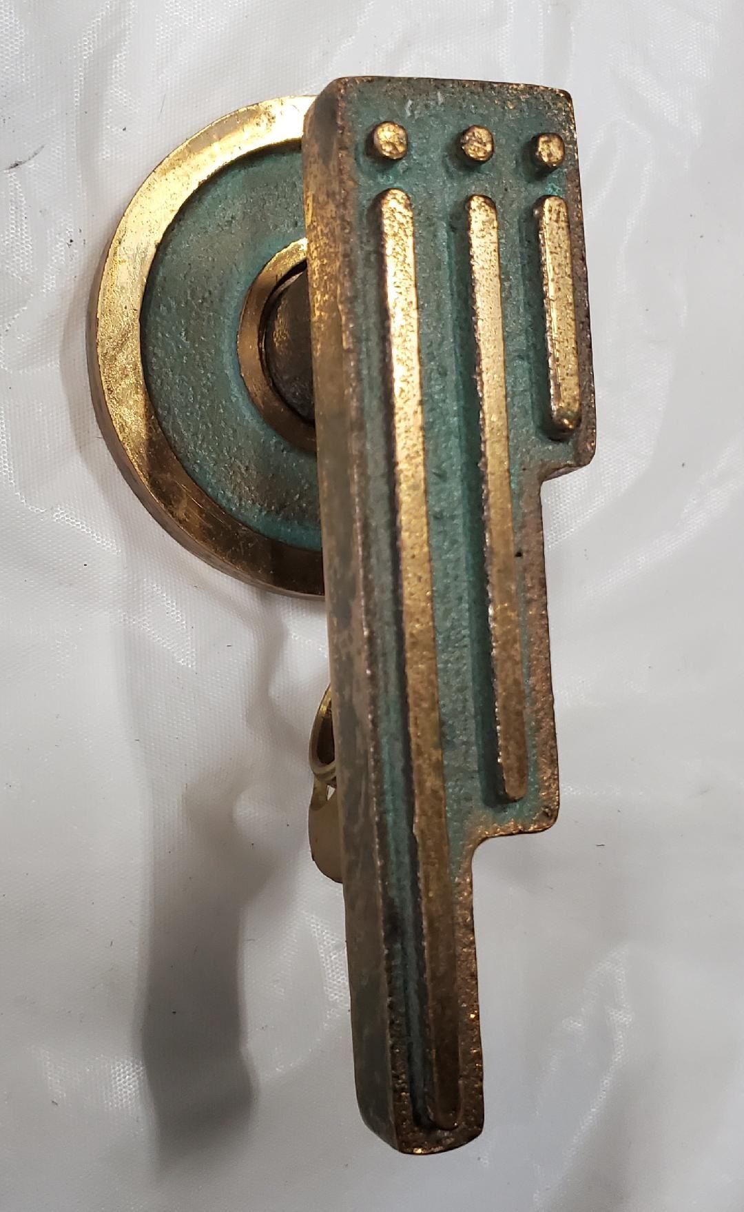 Pomelli per porte del sud-ovest in ottone massiccio Greene & Greene con accenti dorati Maniero di Pepe Mendoza In condizioni buone in vendita a Monrovia, CA