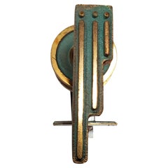 Boutons de porte du sud-ouest Laiton massif Patine verte Accent or Manière de Pepe Mendoza