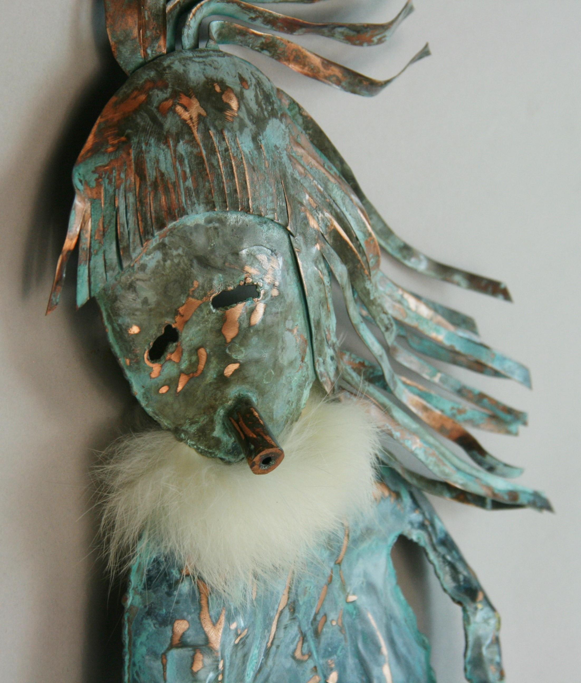 SouthWest Indian Tribal Medicine Man  Copper  Art  Wall Sculpture For Sale 5