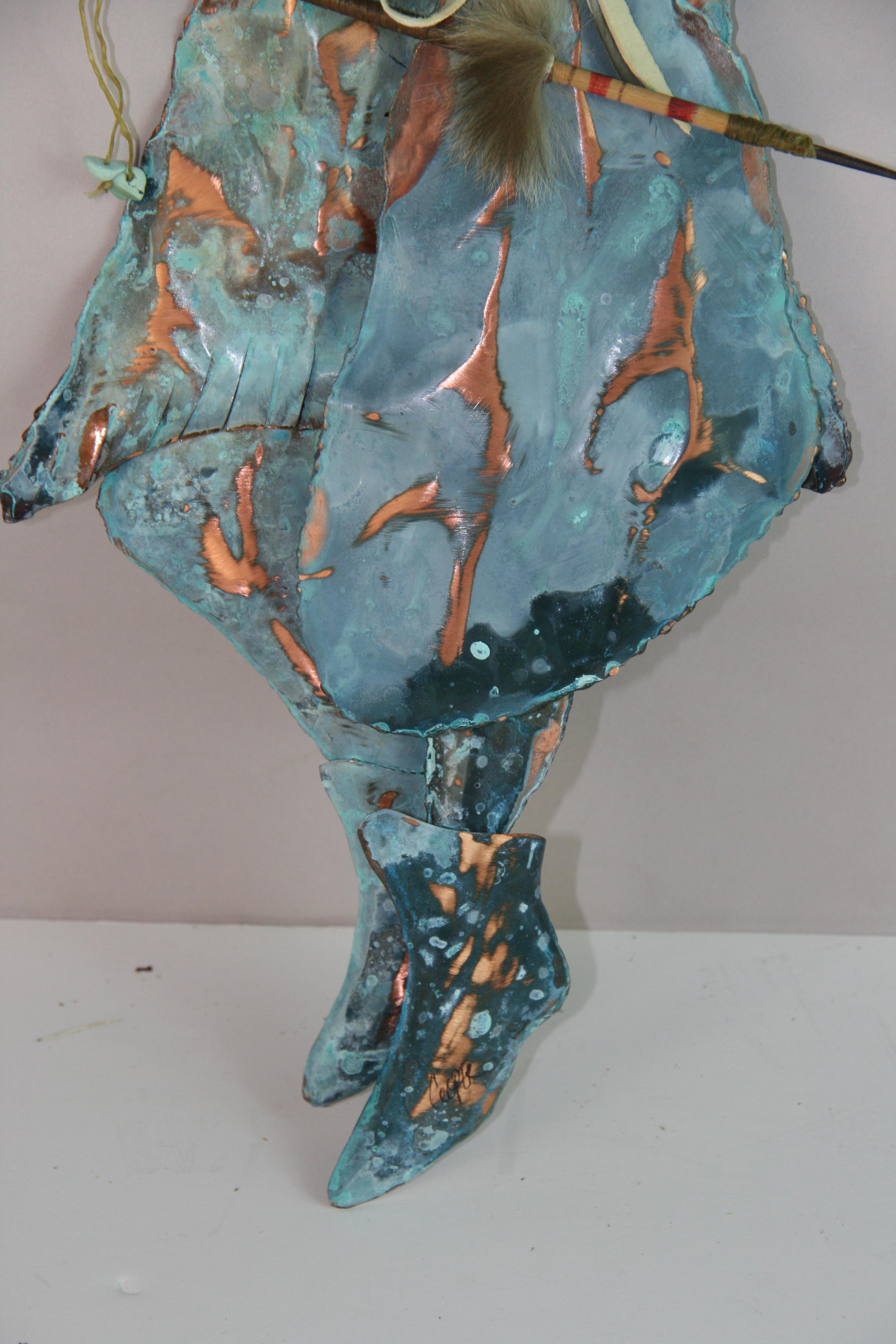 Late 20th Century SouthWest Indian Tribal Medicine Man  Copper  Art  Wall Sculpture For Sale