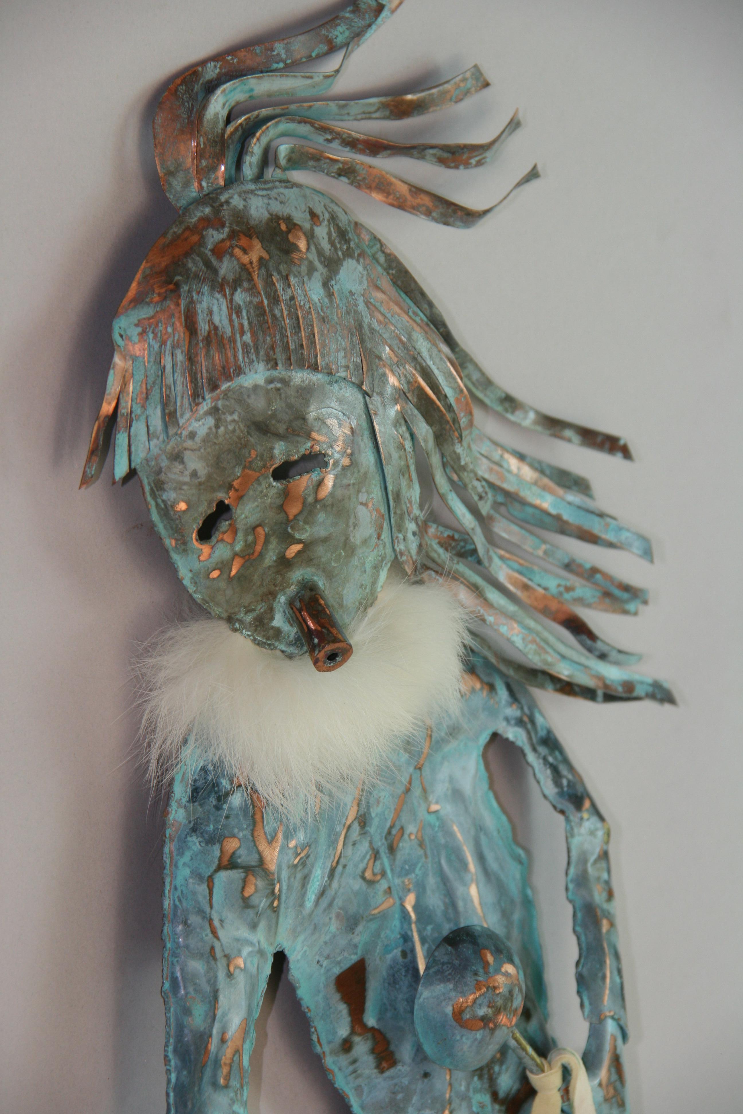 SouthWest Indian Tribal Medicine Man  Copper  Art  Wall Sculpture For Sale 2