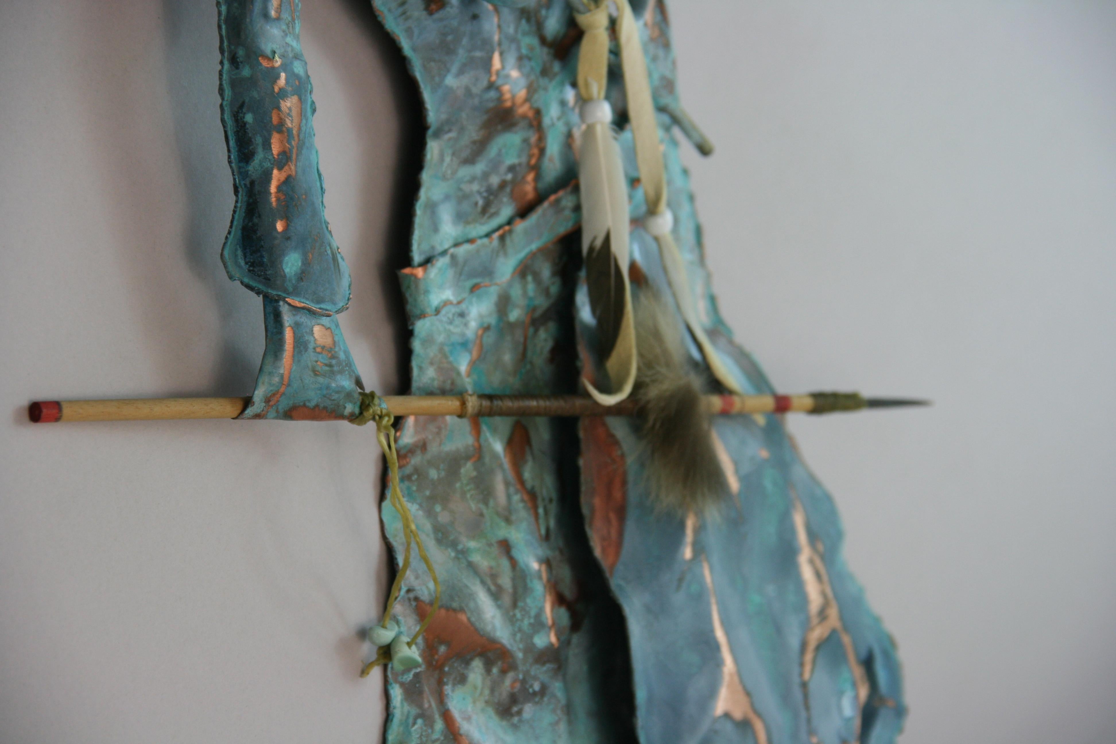 SouthWest Indian Tribal Medicine Man  Copper  Art  Wall Sculpture For Sale 4