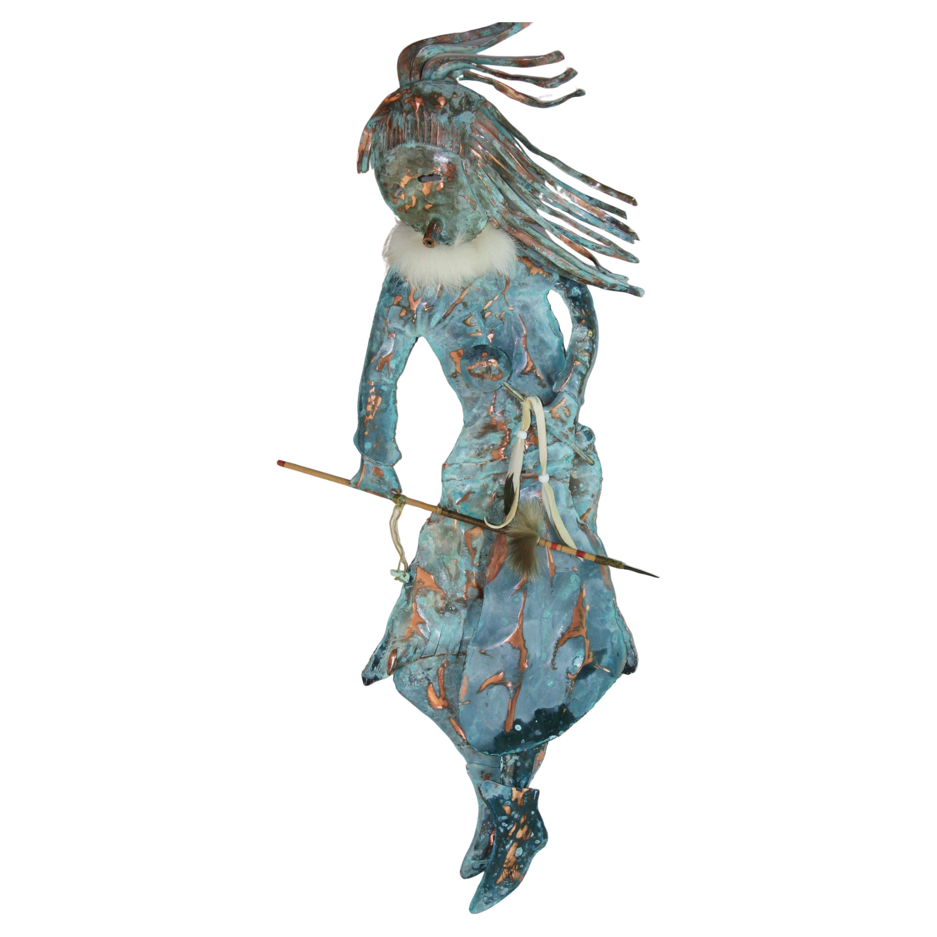 Hombre Medicina Tribal Indio del Suroeste  Cobre  Arte  Escultura mural