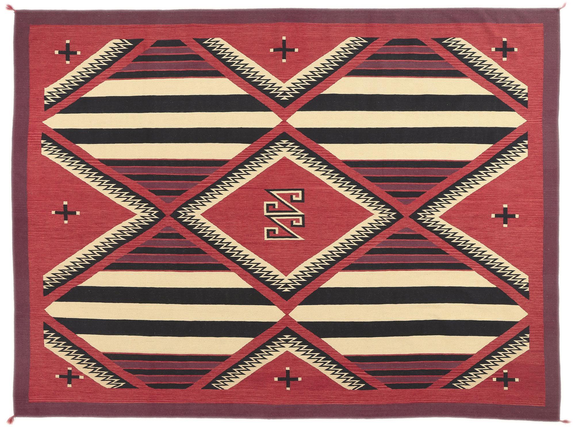 Contemporary Santa Fe Southwest Modern Chief Blanket Navajo-Style Rug  For Sale 4