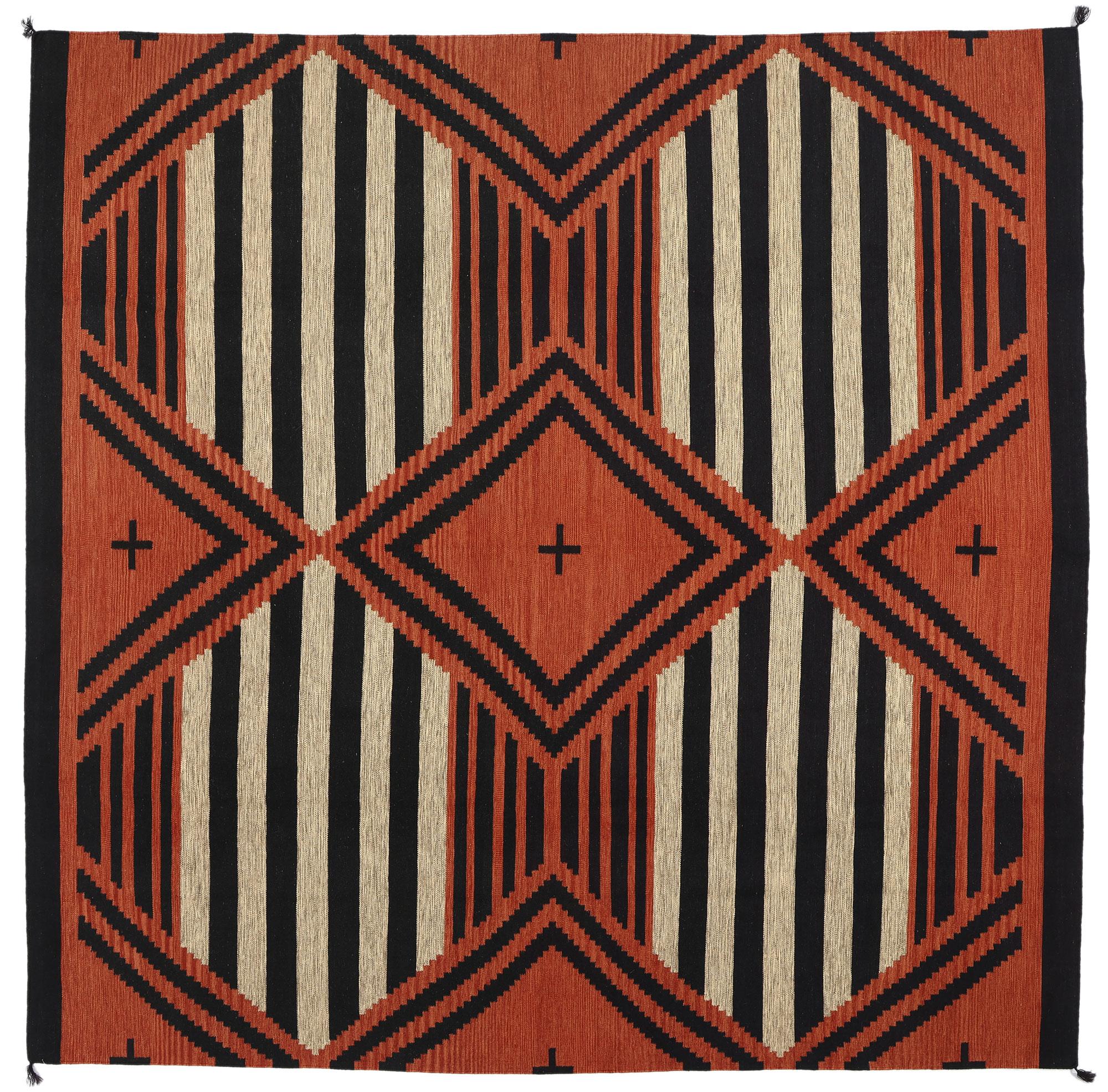 Contemporary Santa Fe Southwest Modern Chief Blanket Navajo-Style Rug  im Angebot 3