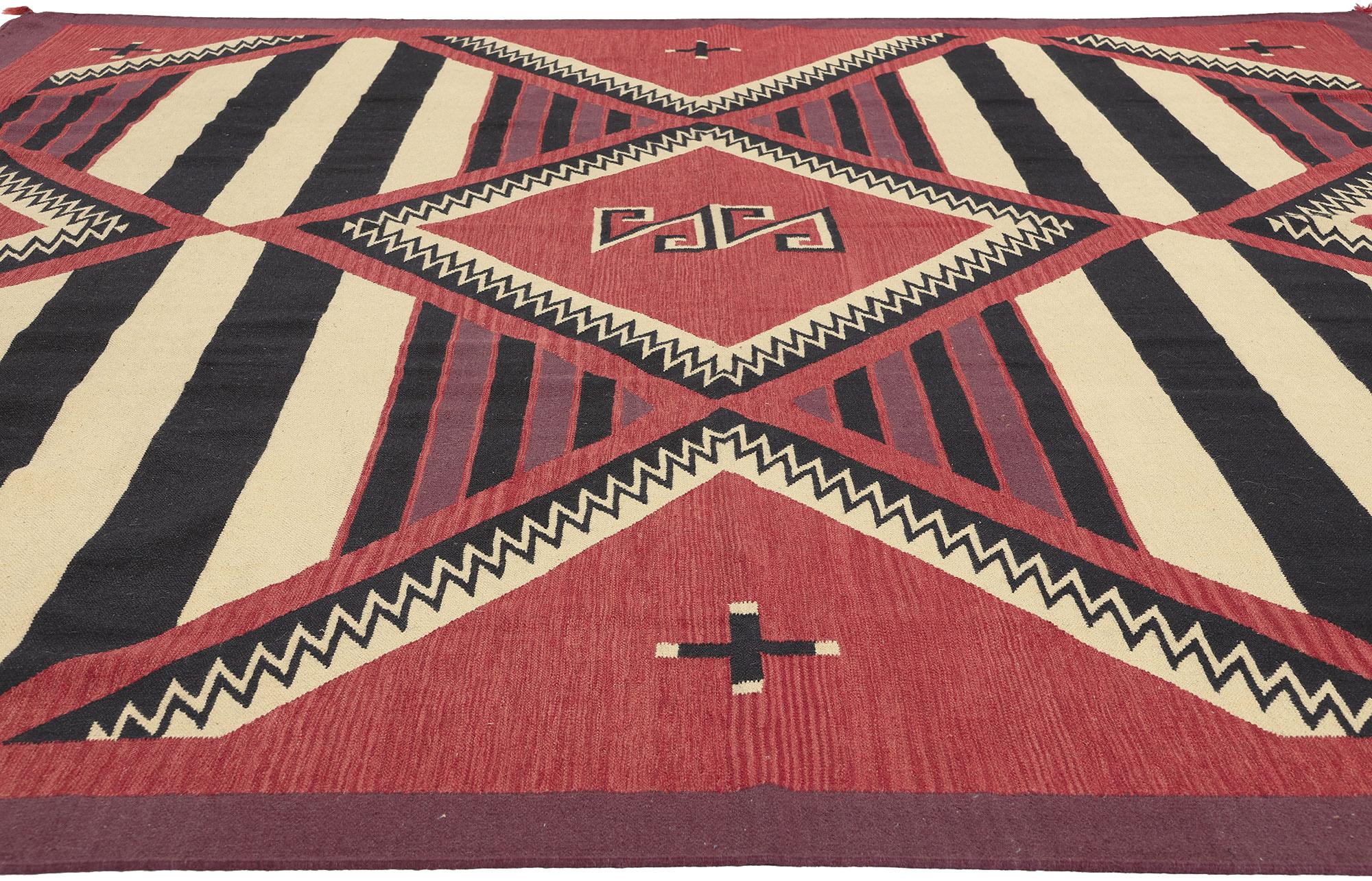 South Asian Contemporary Santa Fe Southwest Modern Chief Blanket Navajo-Style Rug  For Sale