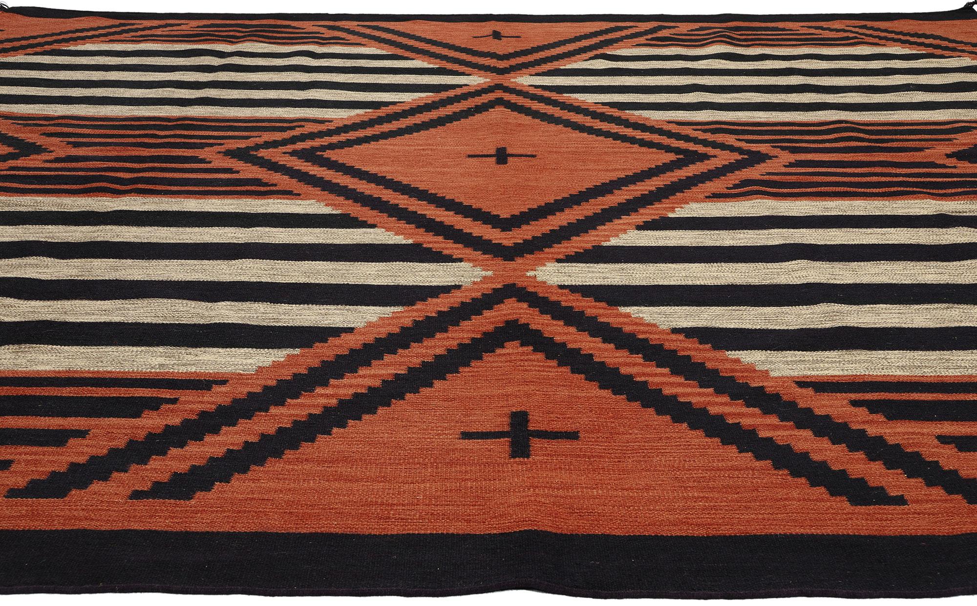 South Asian Contemporary Santa Fe Southwest Modern Chief Blanket Navajo-Style Rug  For Sale