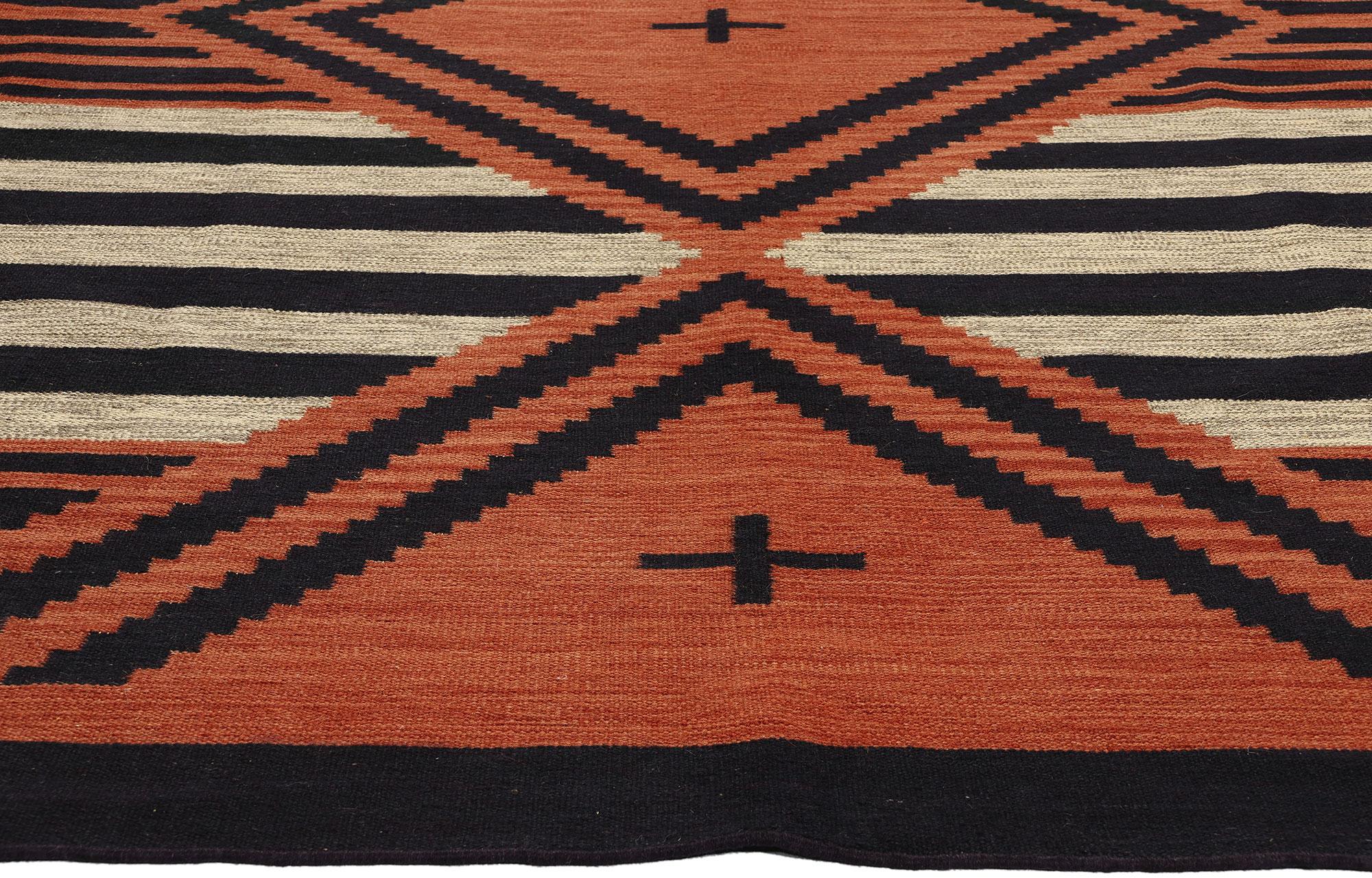 Contemporary Santa Fe Southwest Modern Chief Blanket Navajo-Style Rug  (Handgewebt) im Angebot