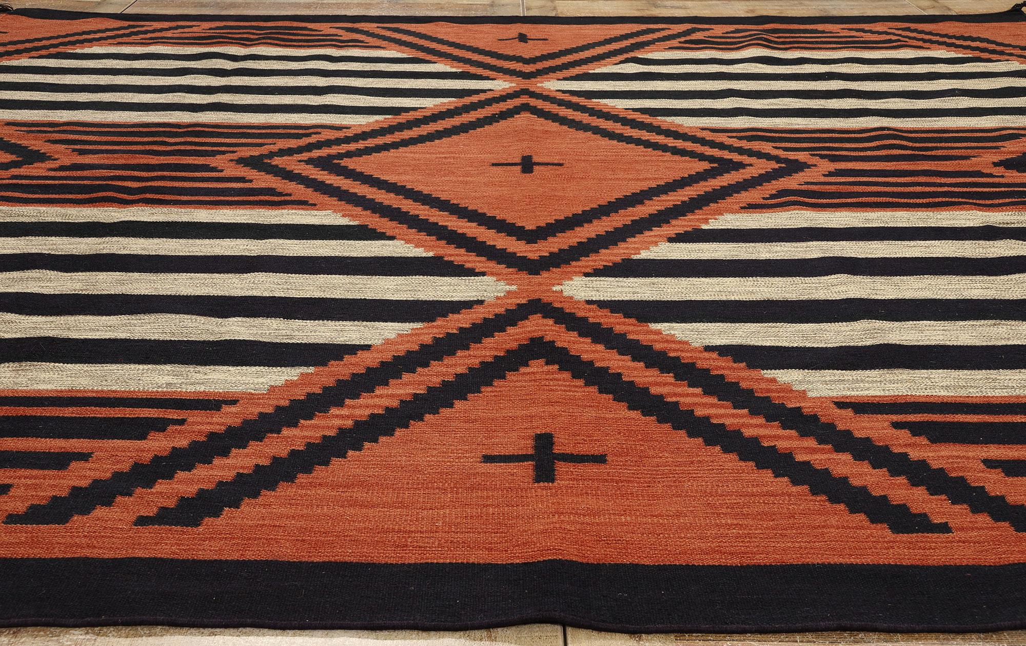 Contemporary Santa Fe Southwest Modern Chief Blanket Navajo-Style Rug  im Angebot 1