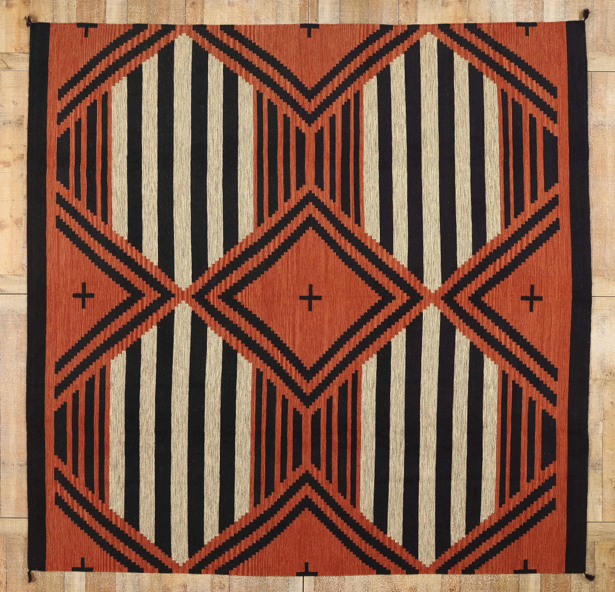 Contemporary Santa Fe Southwest Modern Chief Blanket Navajo-Style Rug  im Angebot 2