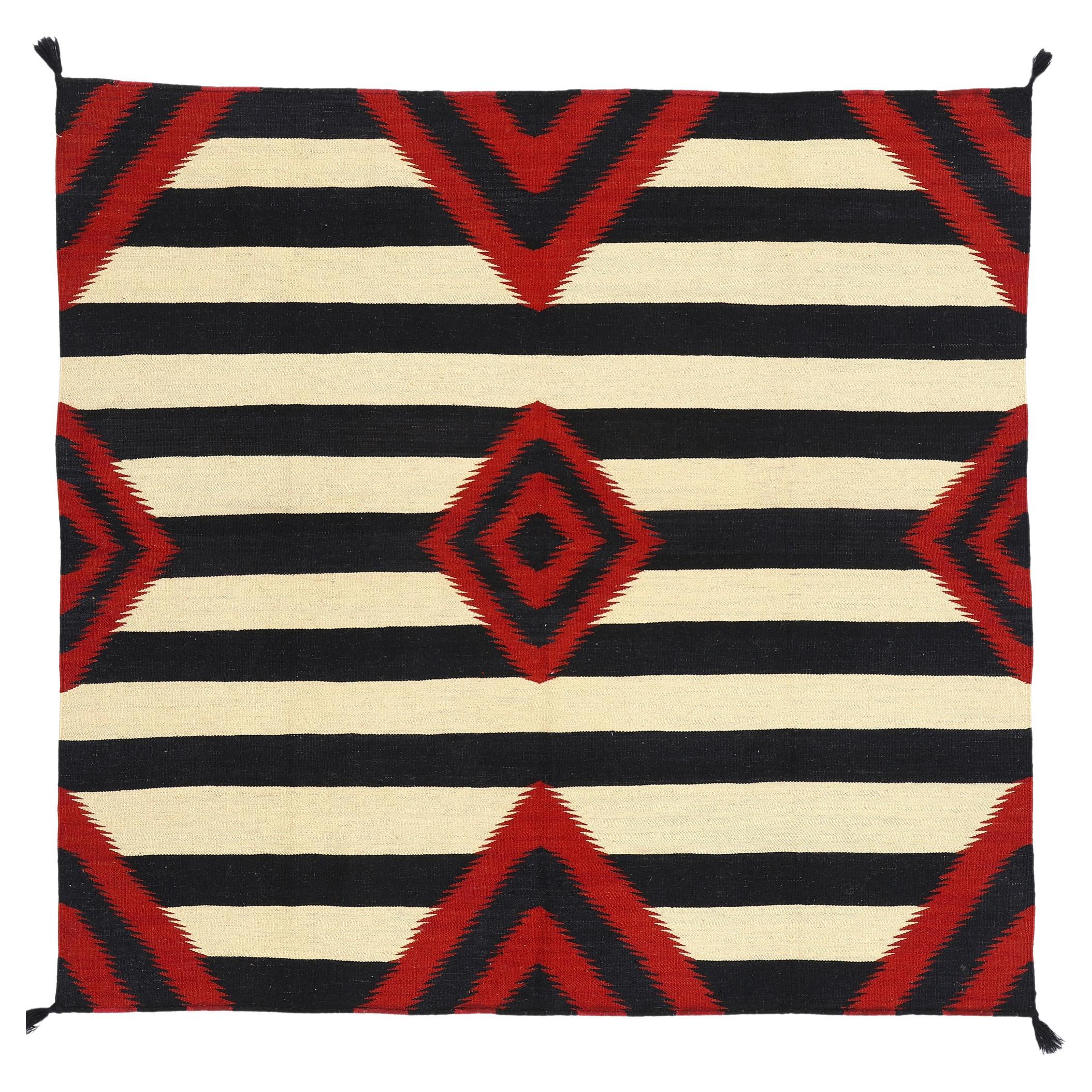 Contemporary Santa Fe Southwest Modern Chief Blanket Navajo-Style Rug 
