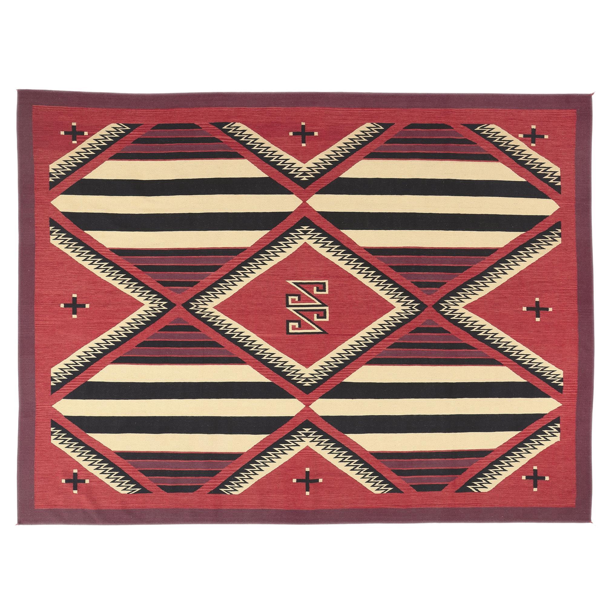 Contemporary Santa Fe Southwest Modern Chief Blanket Navajo-Style Rug  For Sale