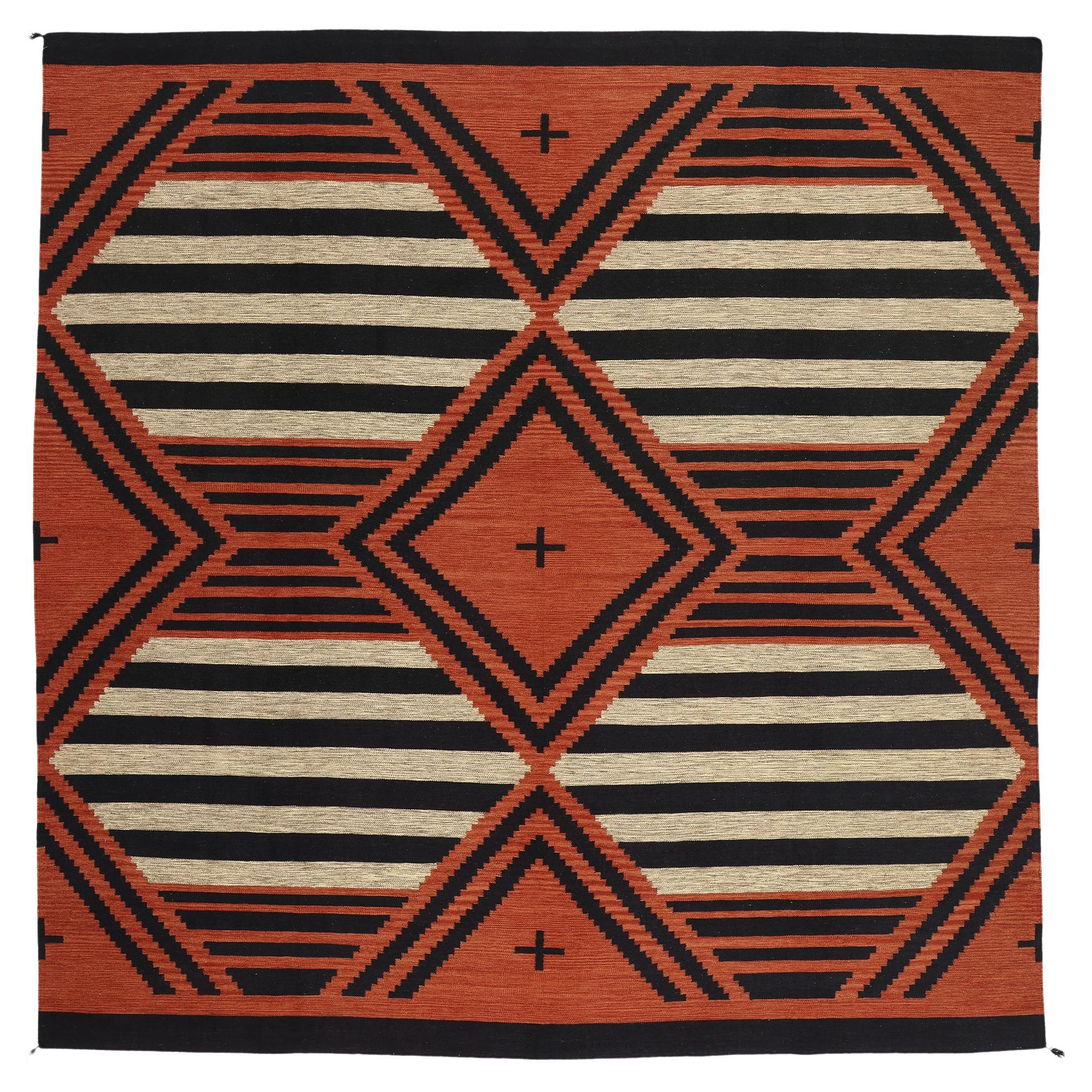 Contemporary Santa Fe Southwest Modern Chief Blanket Navajo-Style Rug  im Angebot