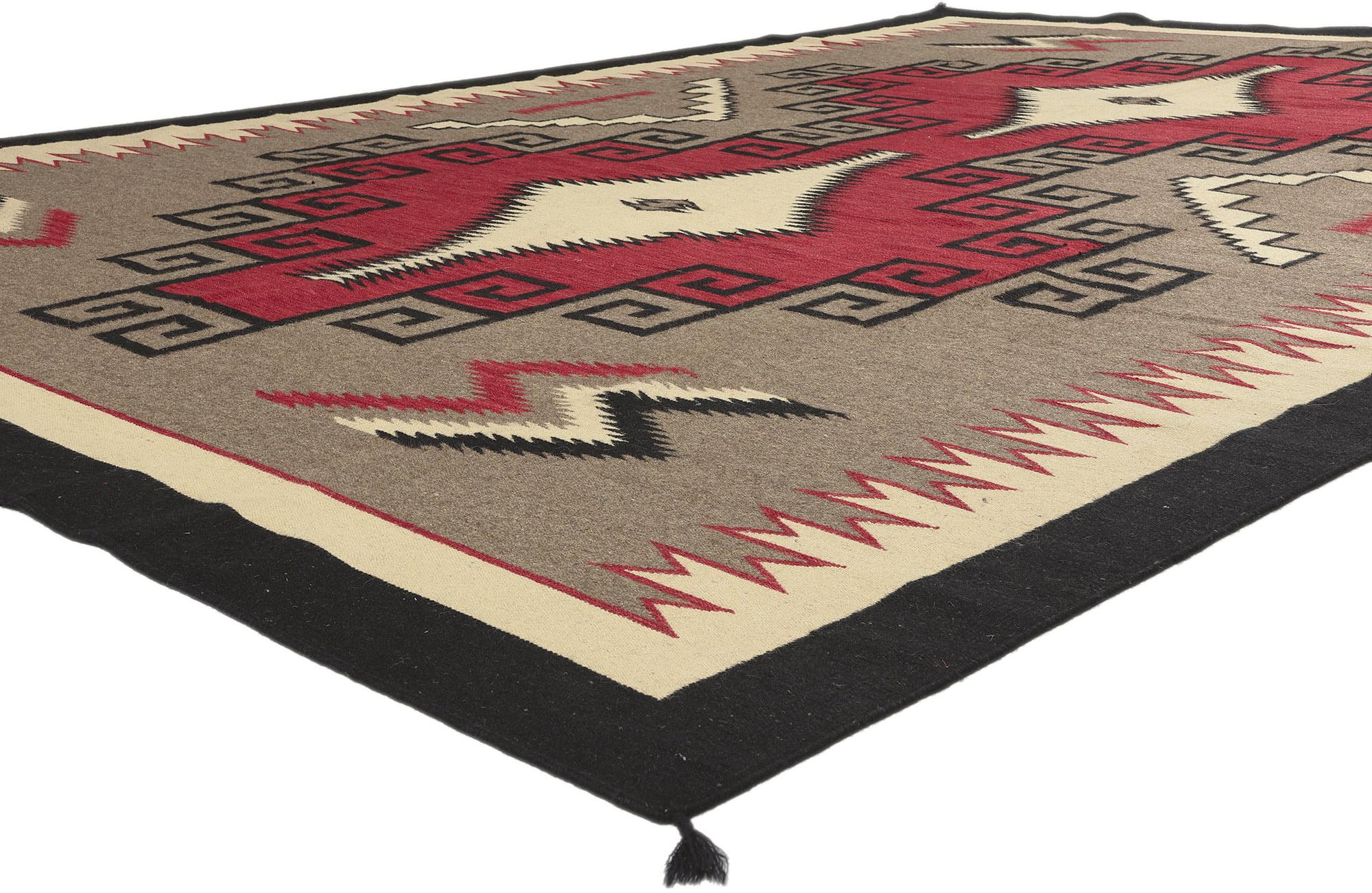 81036 Southwest Modern Ganado Navajo-Style Rug, 08'10 x 12'05. Embark on a captivating journey of contemporary elegance as you grace your space with this meticulously handwoven wool Ganado Navajo-style rug. This enchanting carpet ride invites you