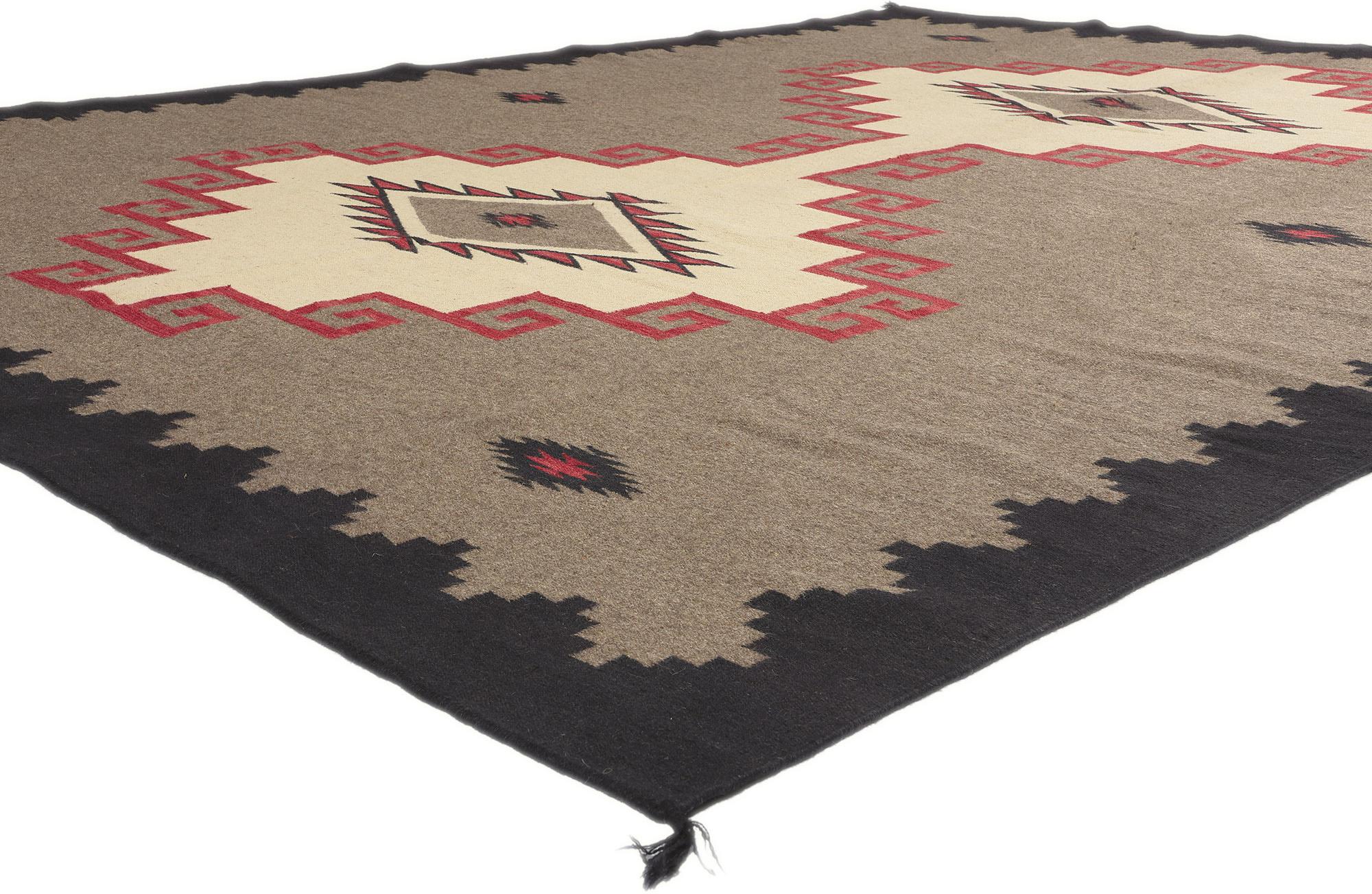 81030 Southwest Modern Ganado Navajo-Style Rug, 09'00 x 11'10. Immerse your living space in the essence of Southwest Modern aesthetics with this meticulously handwoven wool Ganado Navajo-style rug—a testament to the harmonious blend of Contemporary
