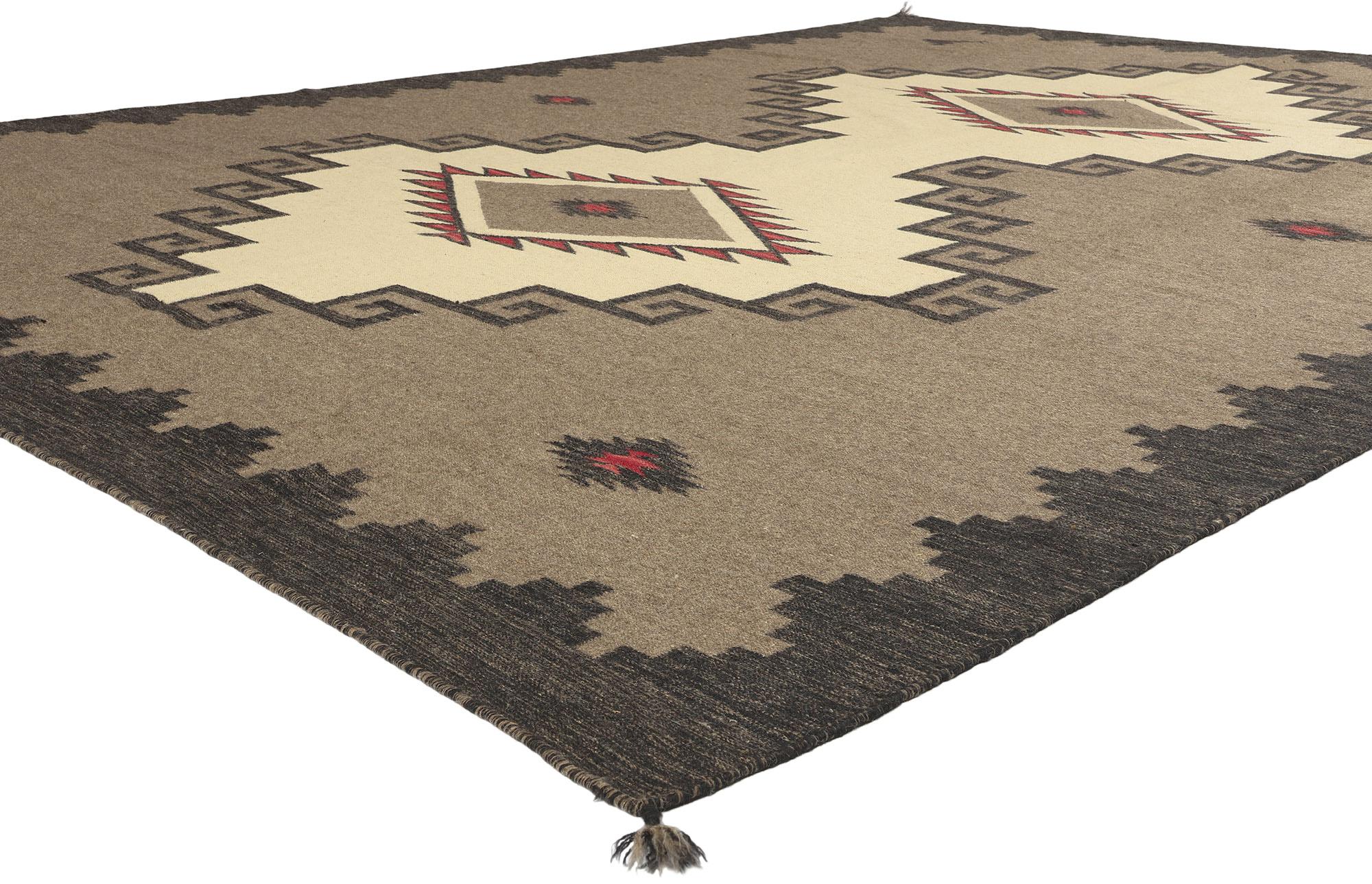 81022 Southwest Modern Ganado Navajo-Style Rug, 08'11 x 11'11. Immerse your space in the essence of Southwest Modern aesthetics with this handwoven wool Ganado Navajo-style rug—a testament to the seamless blend of Contemporary Santa Fe and Native
